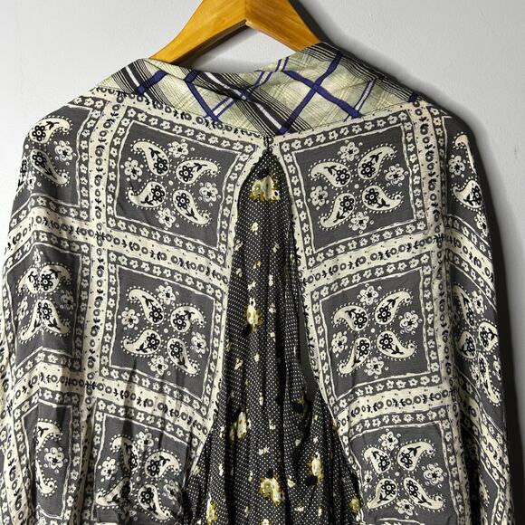 Free People American Pie Kimono Patchwork Duster Women's One Size Hippie Boho - Picture 8 of 10